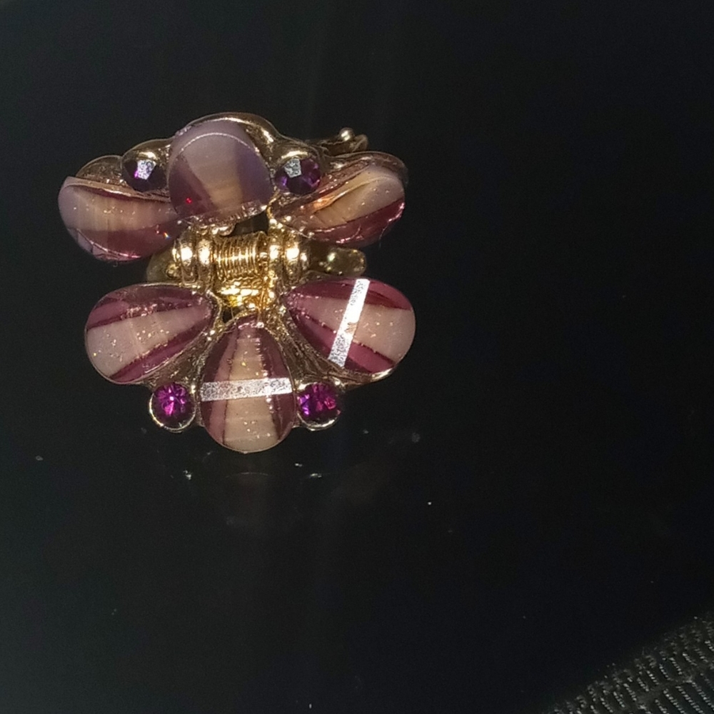 Purple plaid golden hair clip